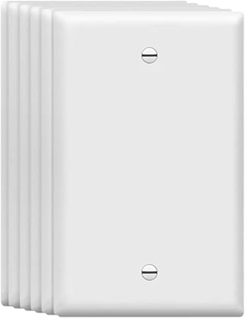ZEFTV Mid-Size Blank Wall Plates 1-Gang 4.89" x 3.12" blank Switch Outlet Electrical Cover Plate Unbreakable Thermoplastic Faceplate for Light Receptacle Outlet Switch, White (6 Pack) - Image 1
